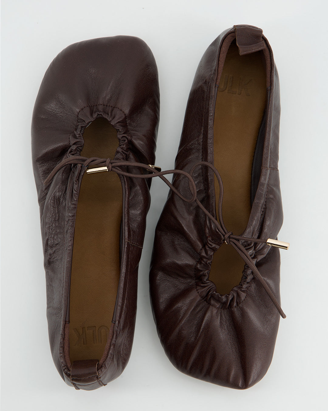 BROWN FAUX LEATHER BALLET FLATS - KICK