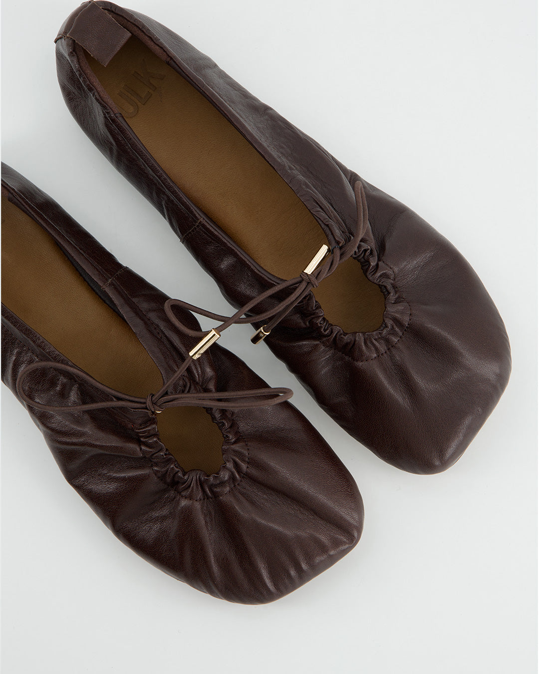 BROWN FAUX LEATHER BALLET FLATS - KICK