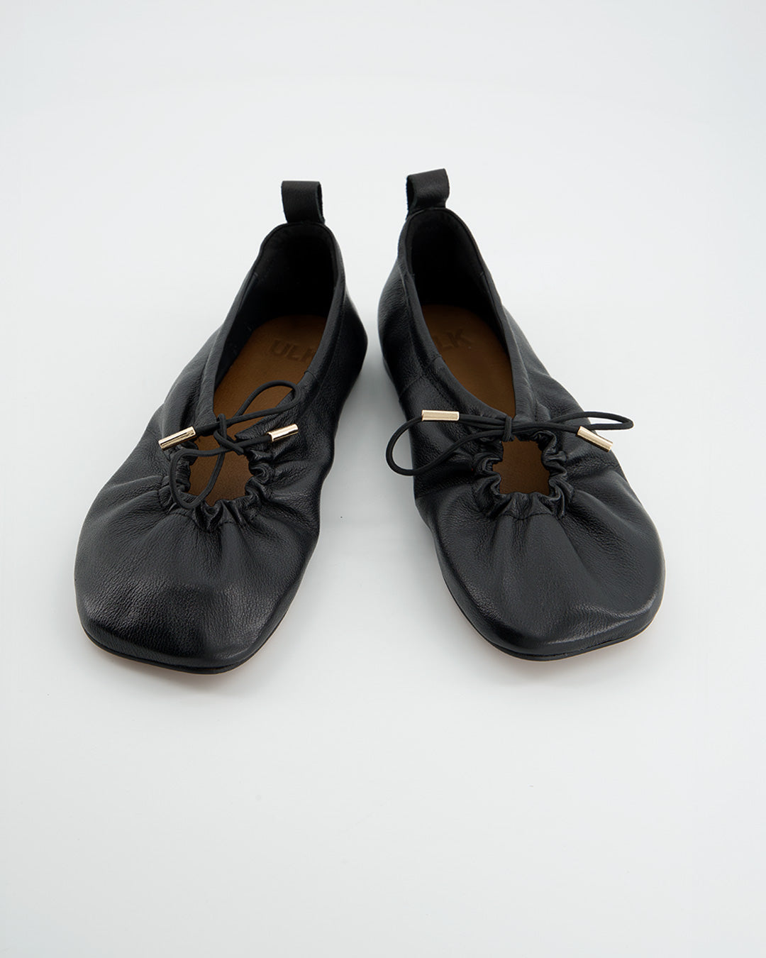 BLACK FAUX LEATHER BALLET FLATS - KICK