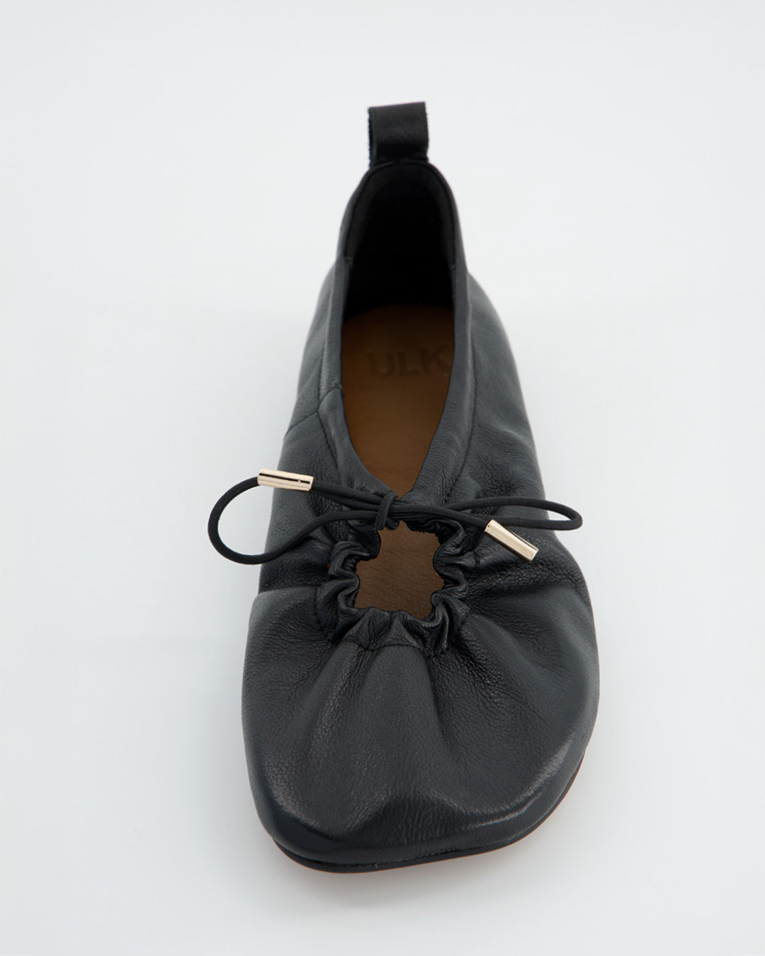 BLACK FAUX LEATHER BALLET FLATS - KICK