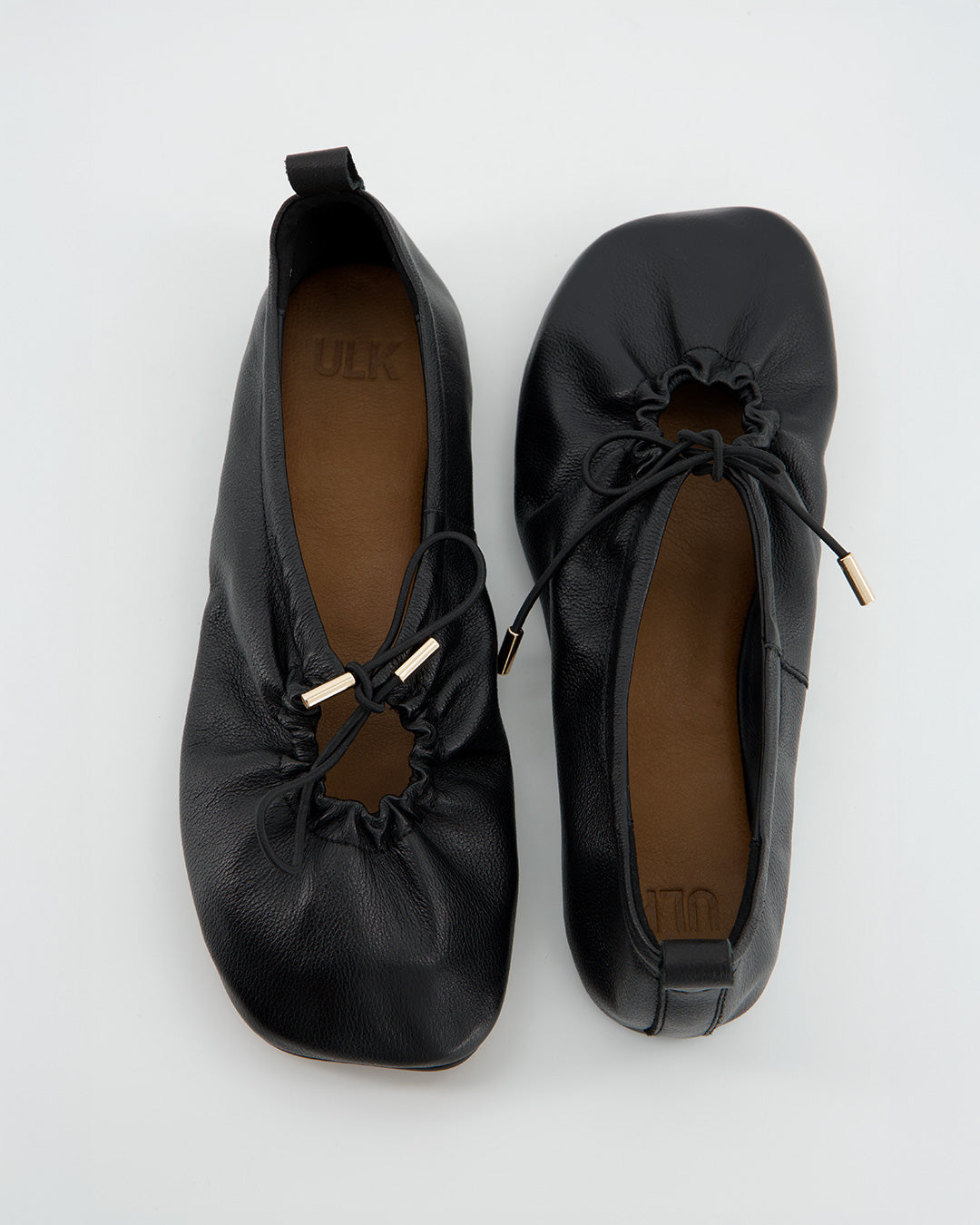 BLACK FAUX LEATHER BALLET FLATS - KICK