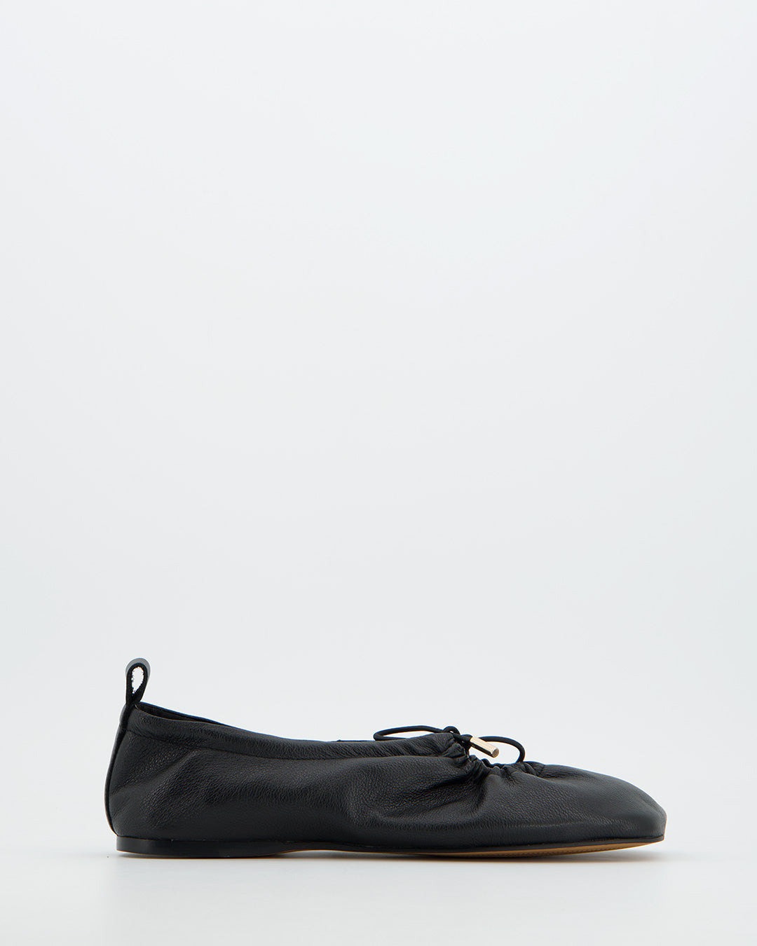 BLACK FAUX LEATHER BALLET FLATS - KICK