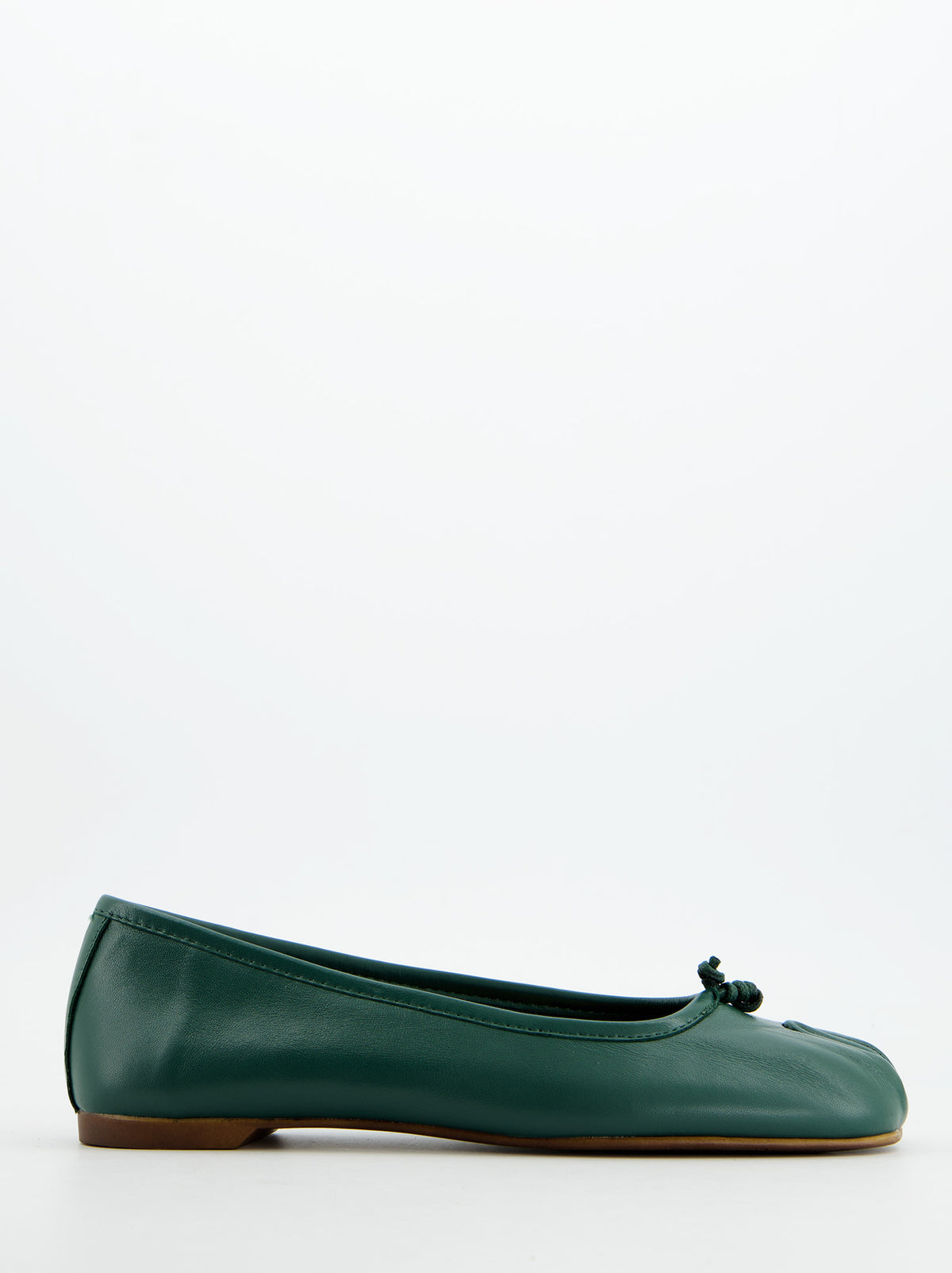 GREEN LEATHER TABI FLATS - KARVA