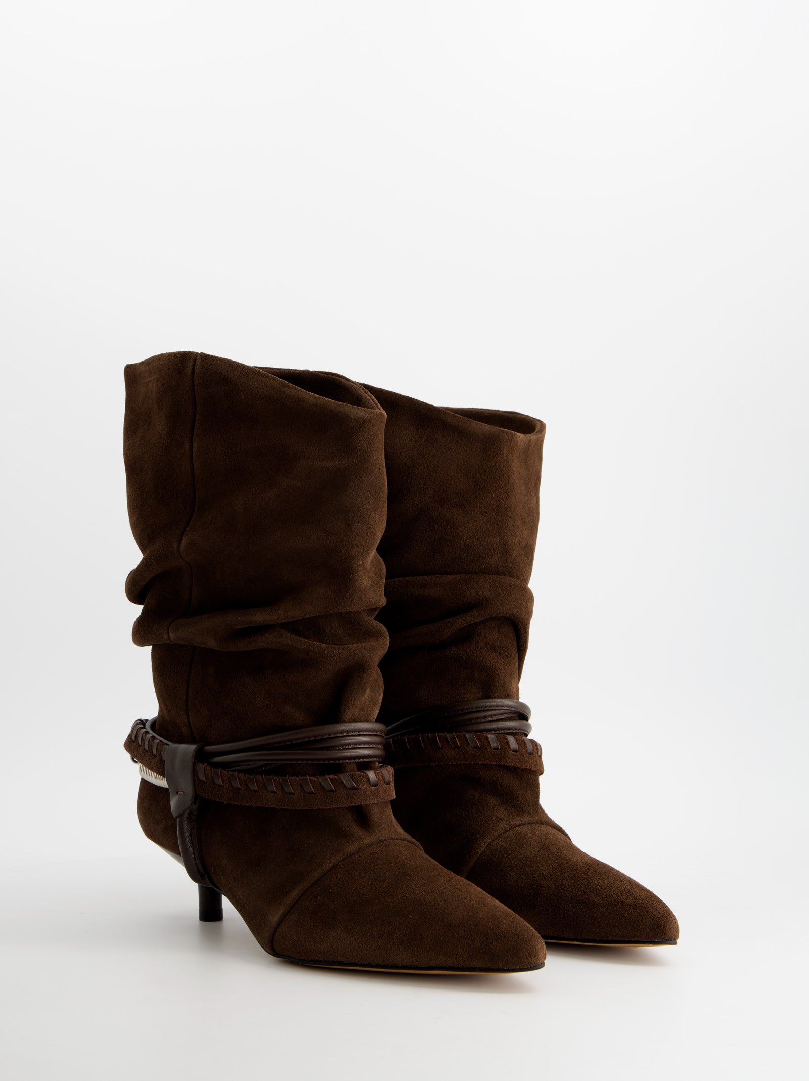 BROWN LEATHER ANKLE BOOTS - IRVING