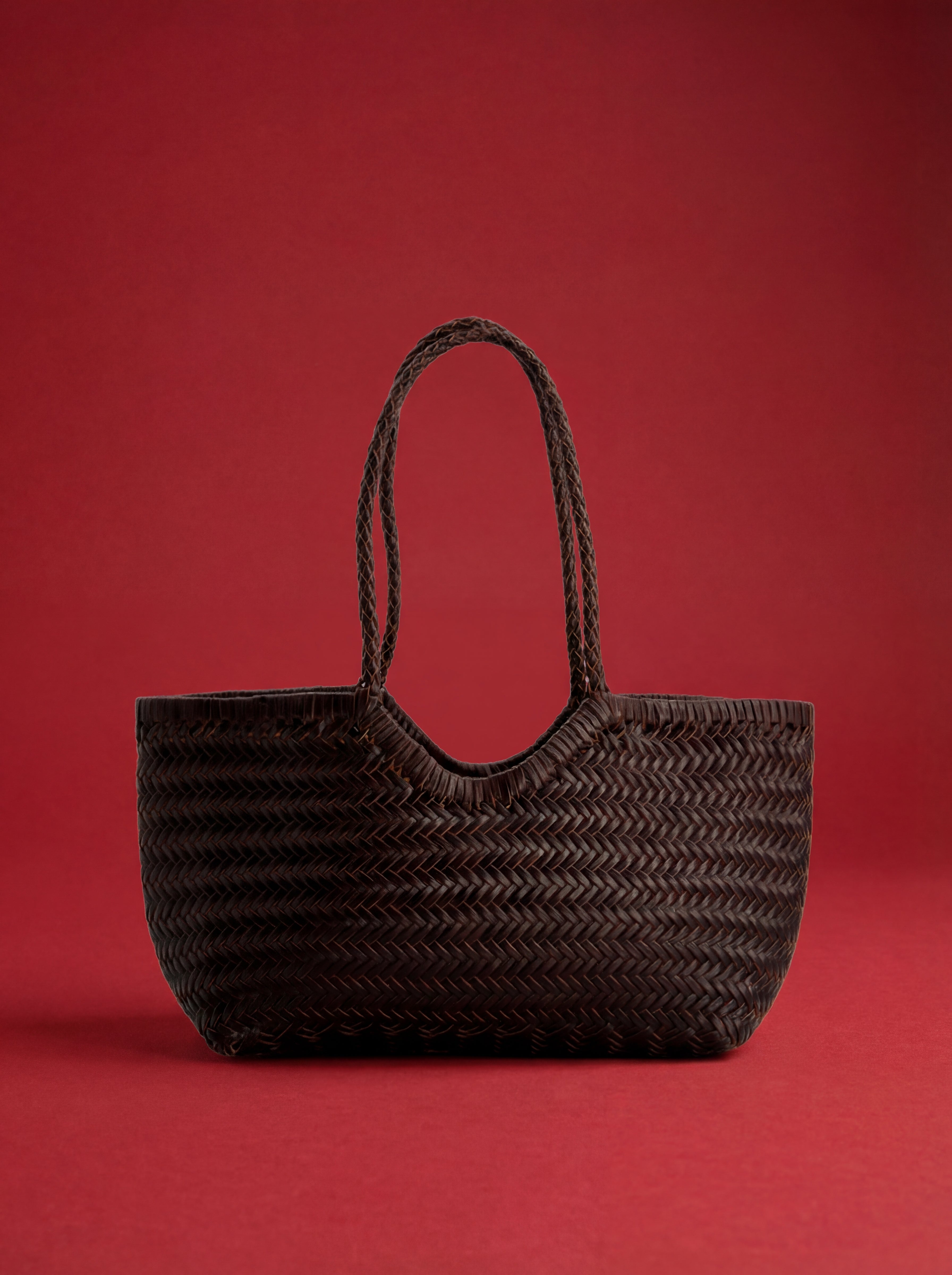 WOVEN LEATHER SHOPPER BAG - ROMI