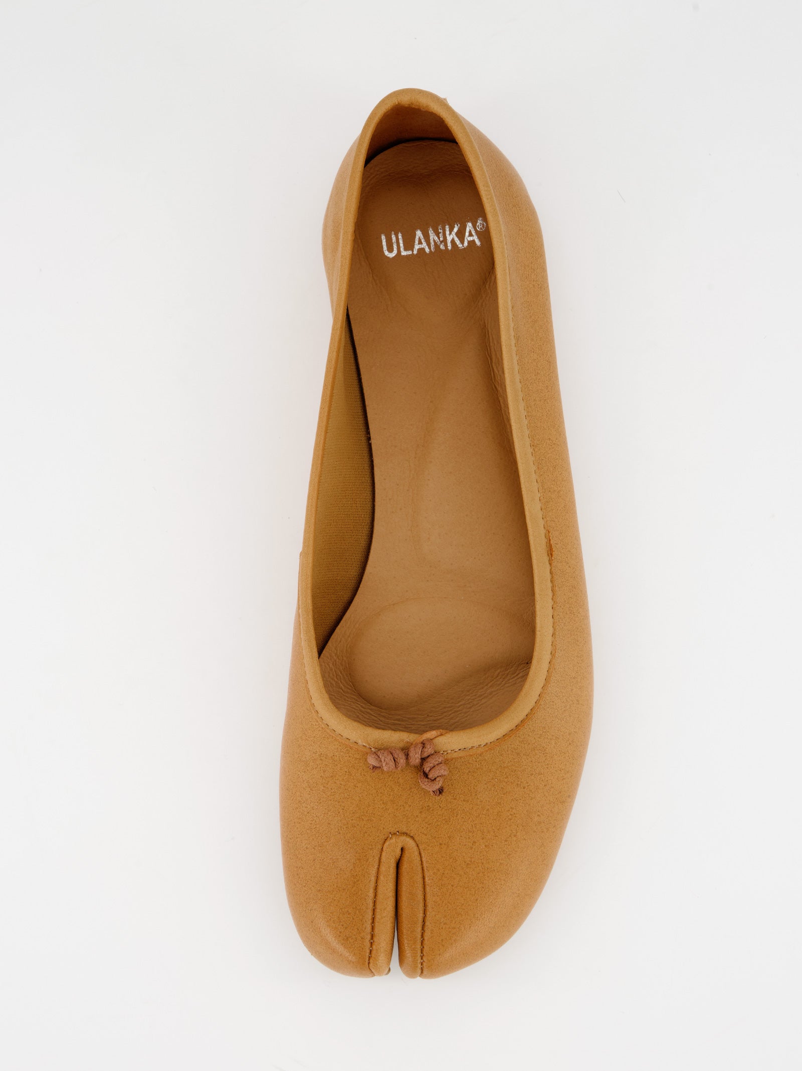 BROWN LEATHER TABI FLATS - KARVA