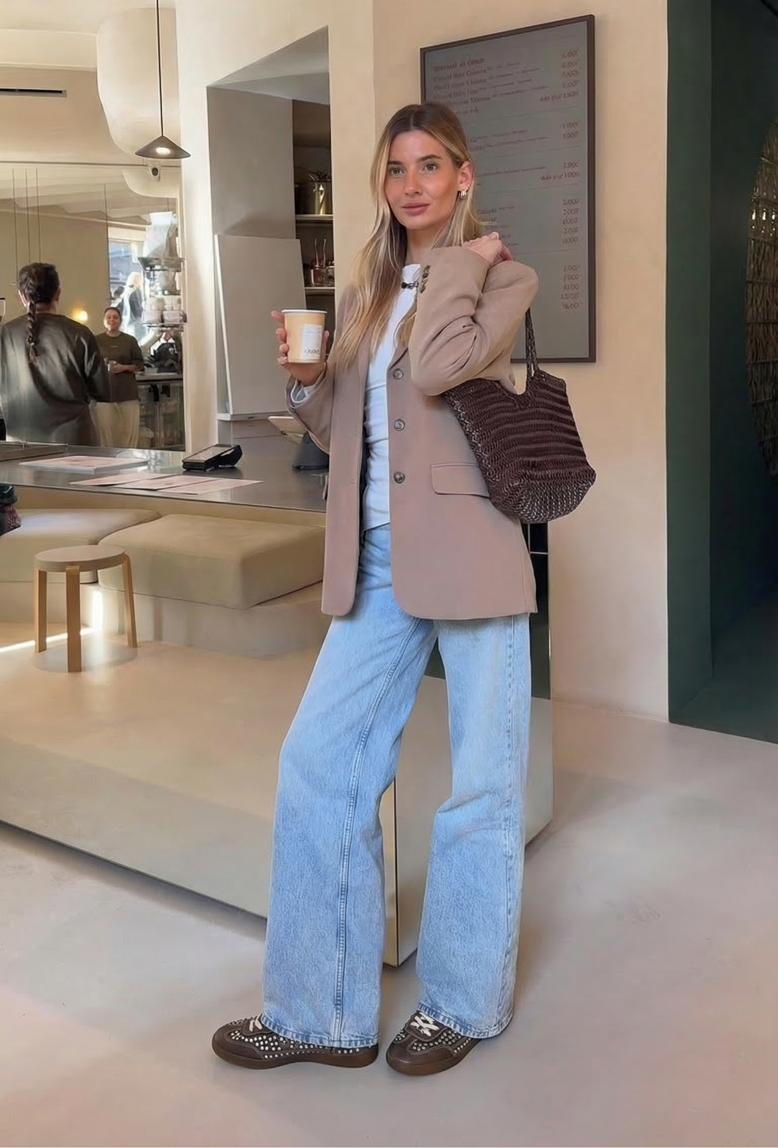 WOVEN LEATHER SHOPPER BAG - ROMI