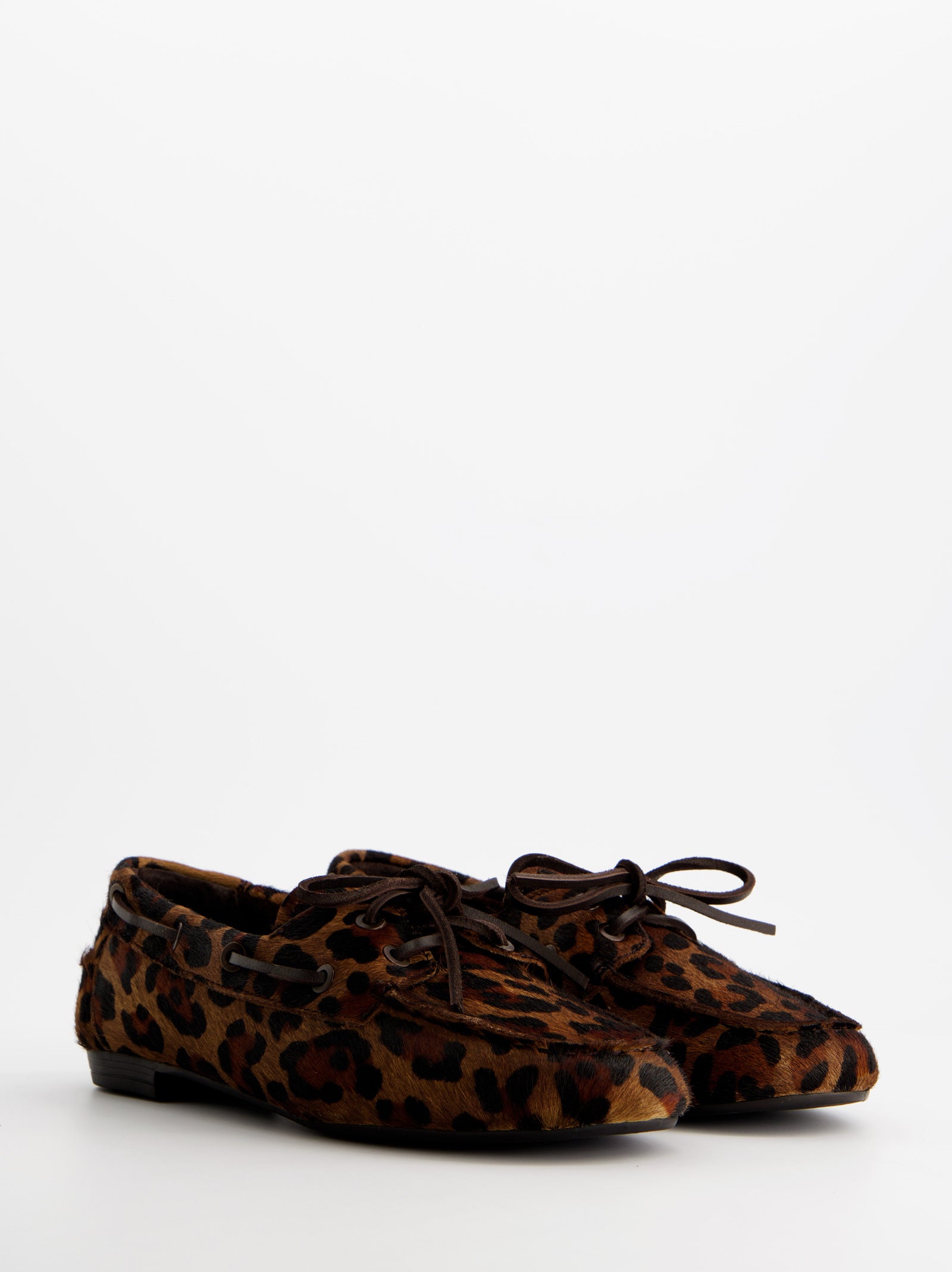 ANIMAL PRINT LEATHER BOAT SHOES - BLOSSOM