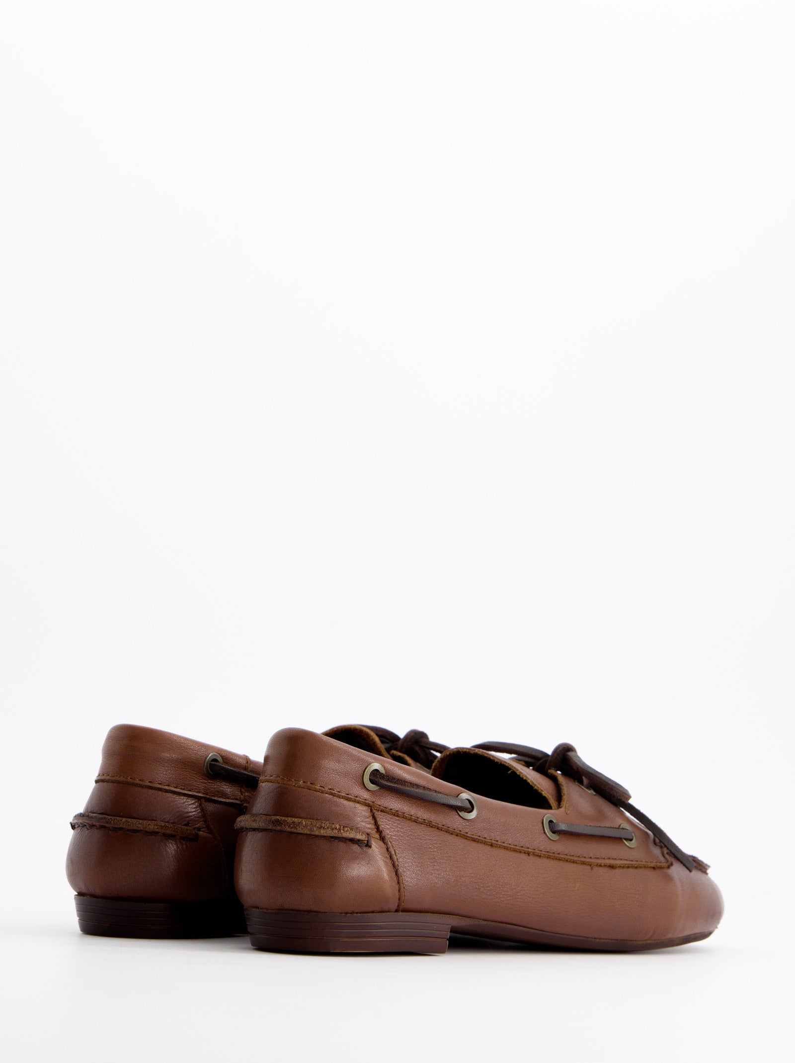 BROWN LEATHER BOAT SHOES - BLOSSOM