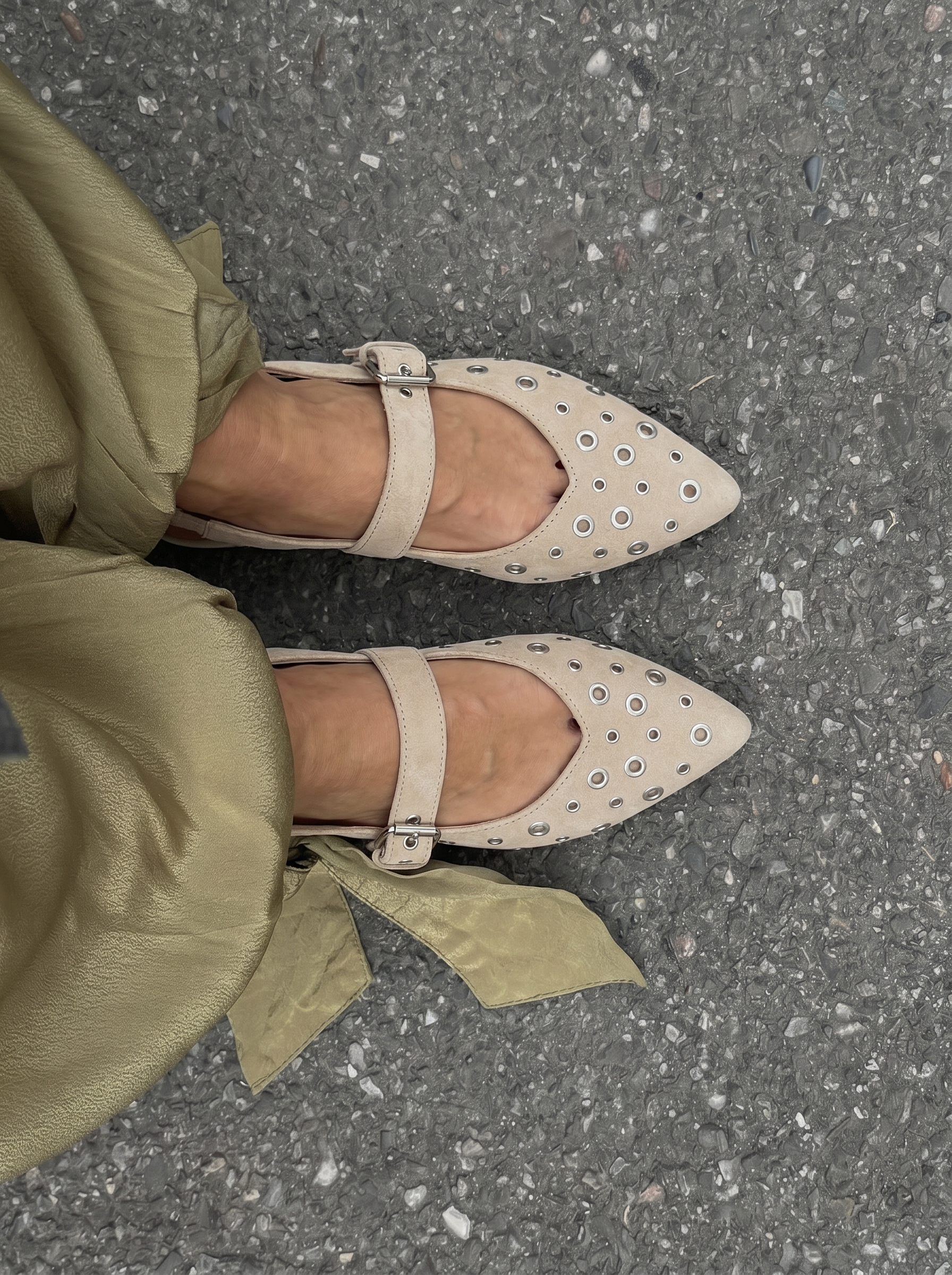 WHITE LEATHER FLATS - MONDE