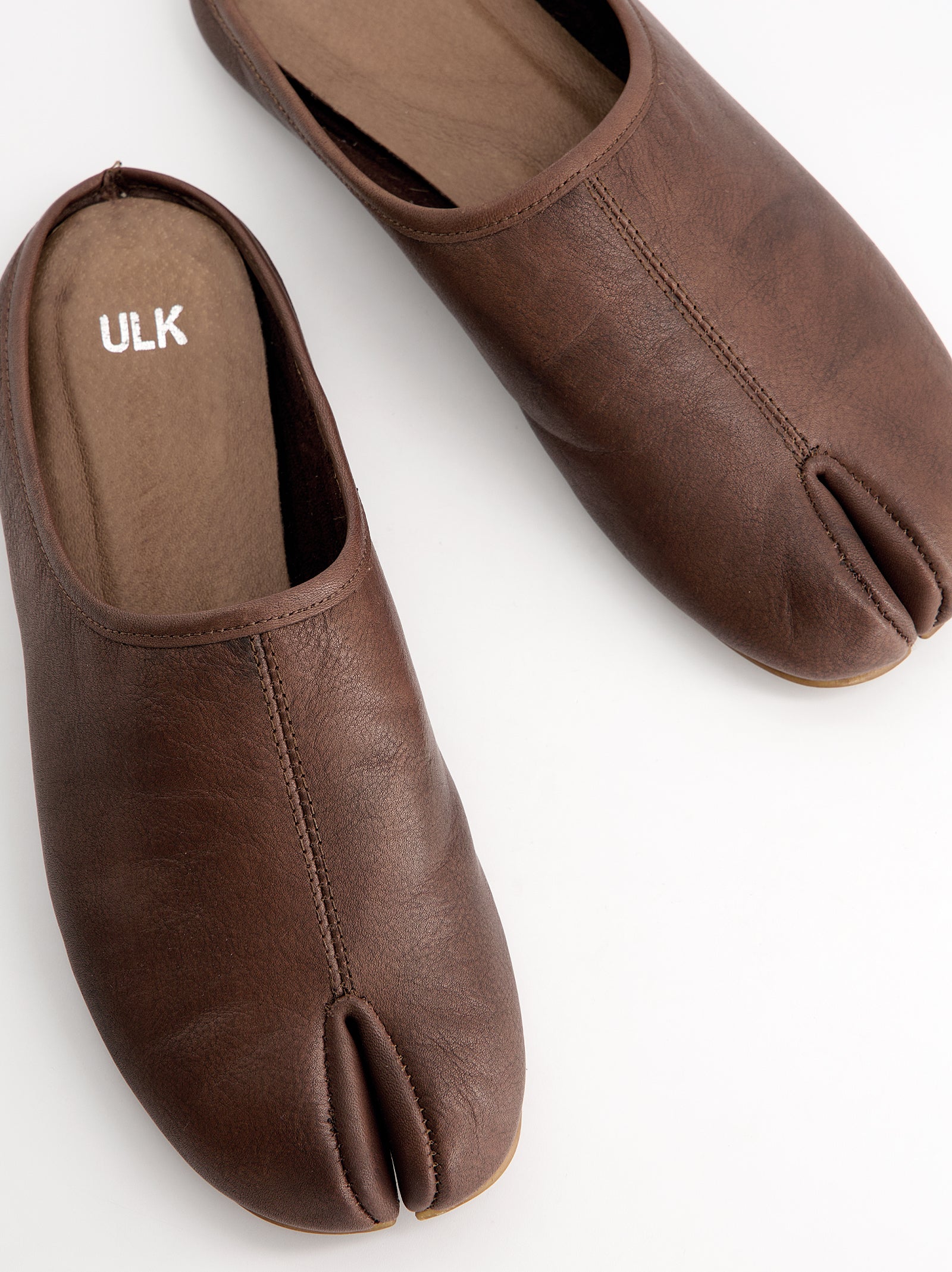 BROWN LEATHER SLIP-ON MULE CLOGS - CASABLANI