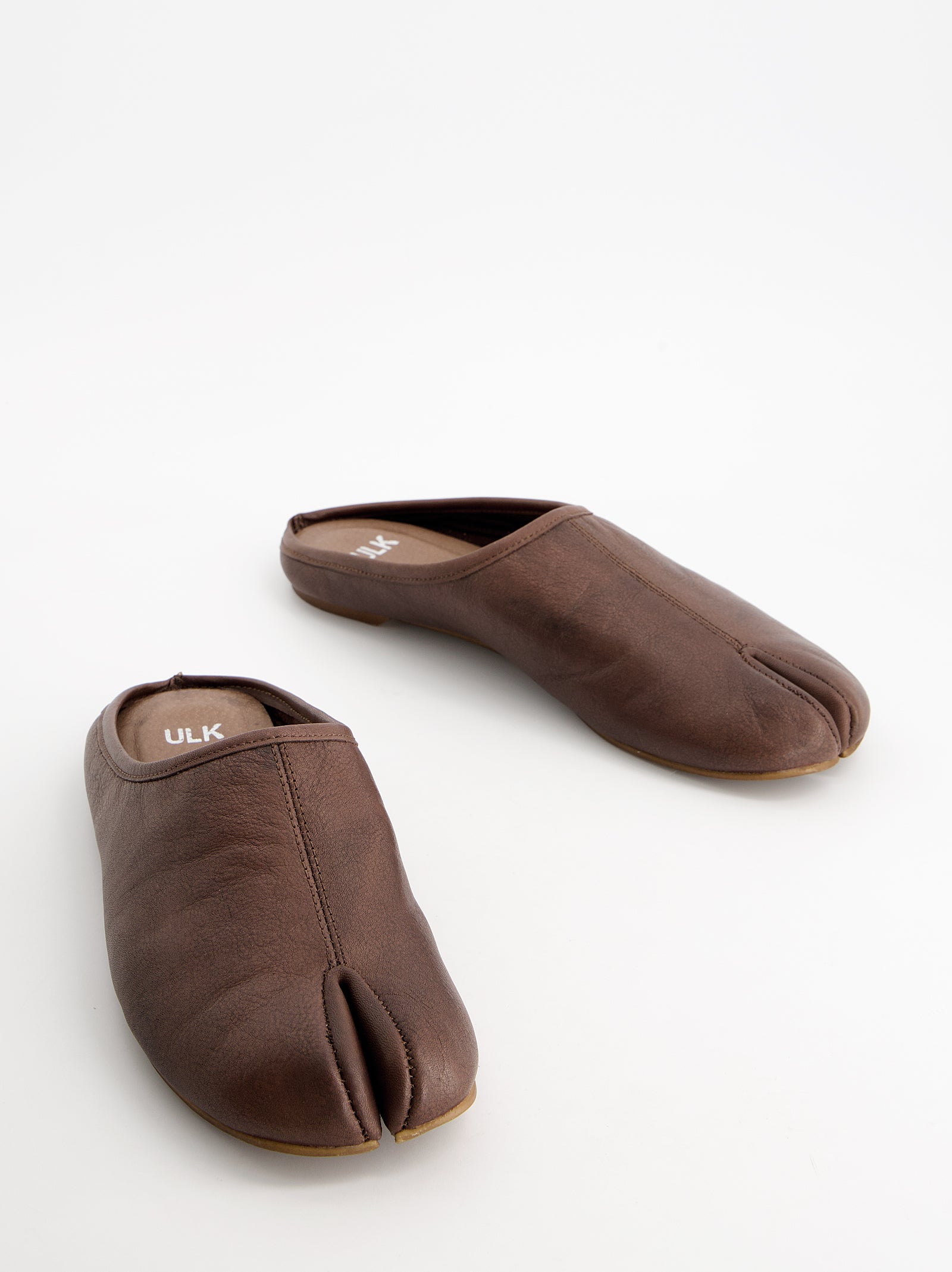 BROWN LEATHER SLIP-ON MULE CLOGS - CASABLANI