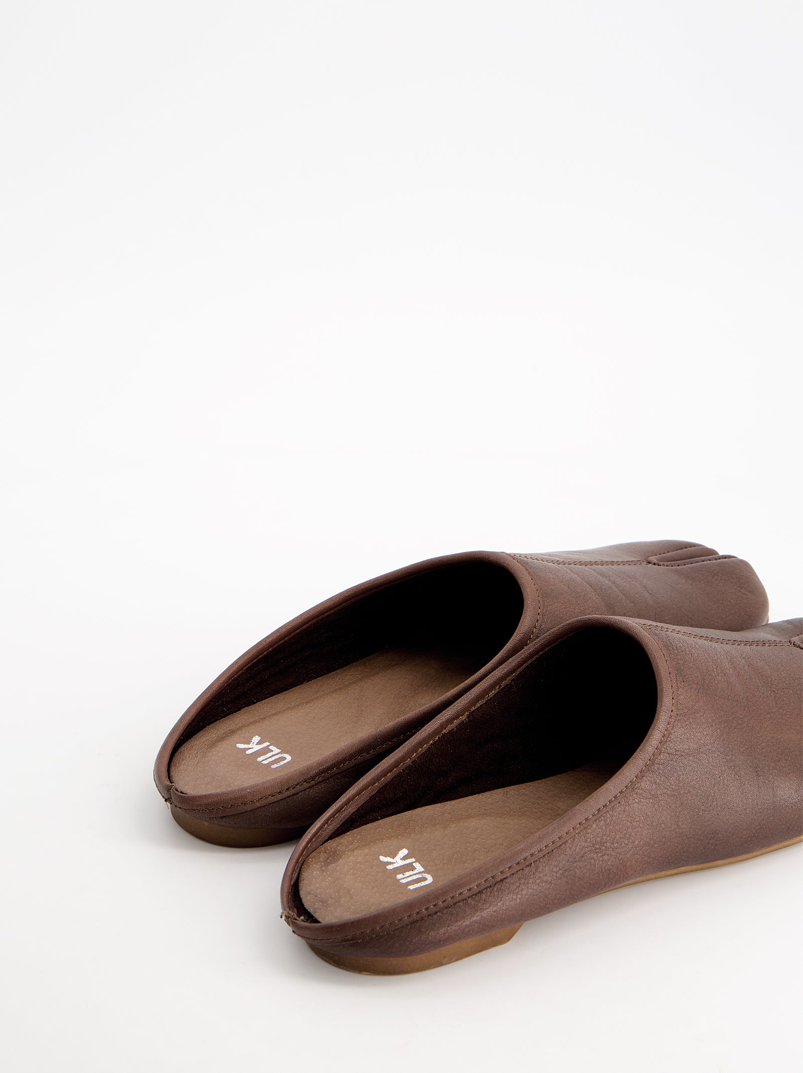 BROWN LEATHER SLIP-ON MULE CLOGS - CASABLANI