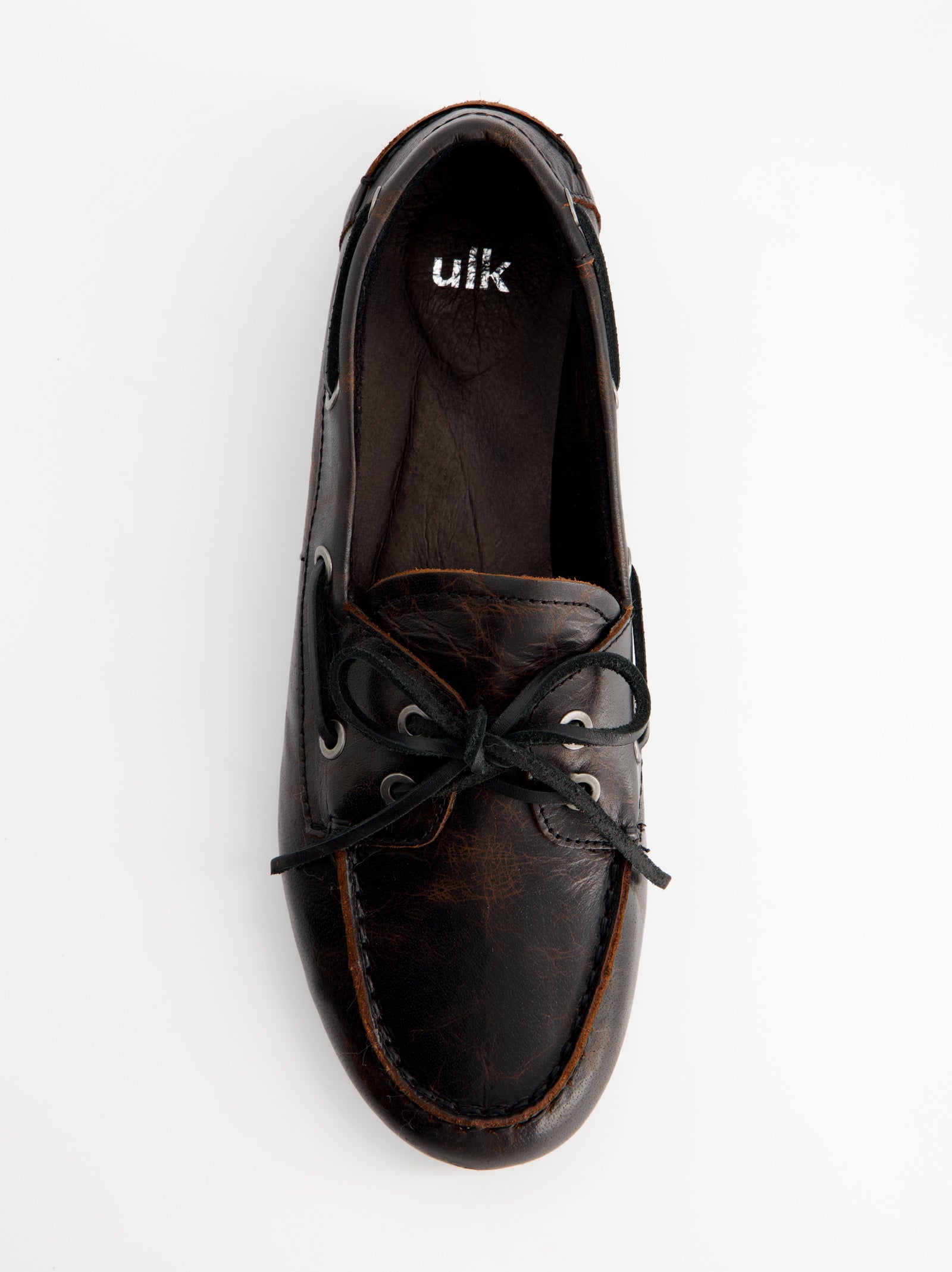 DARK BROWN LEATHER BOAT SHOES - BLOSSOM