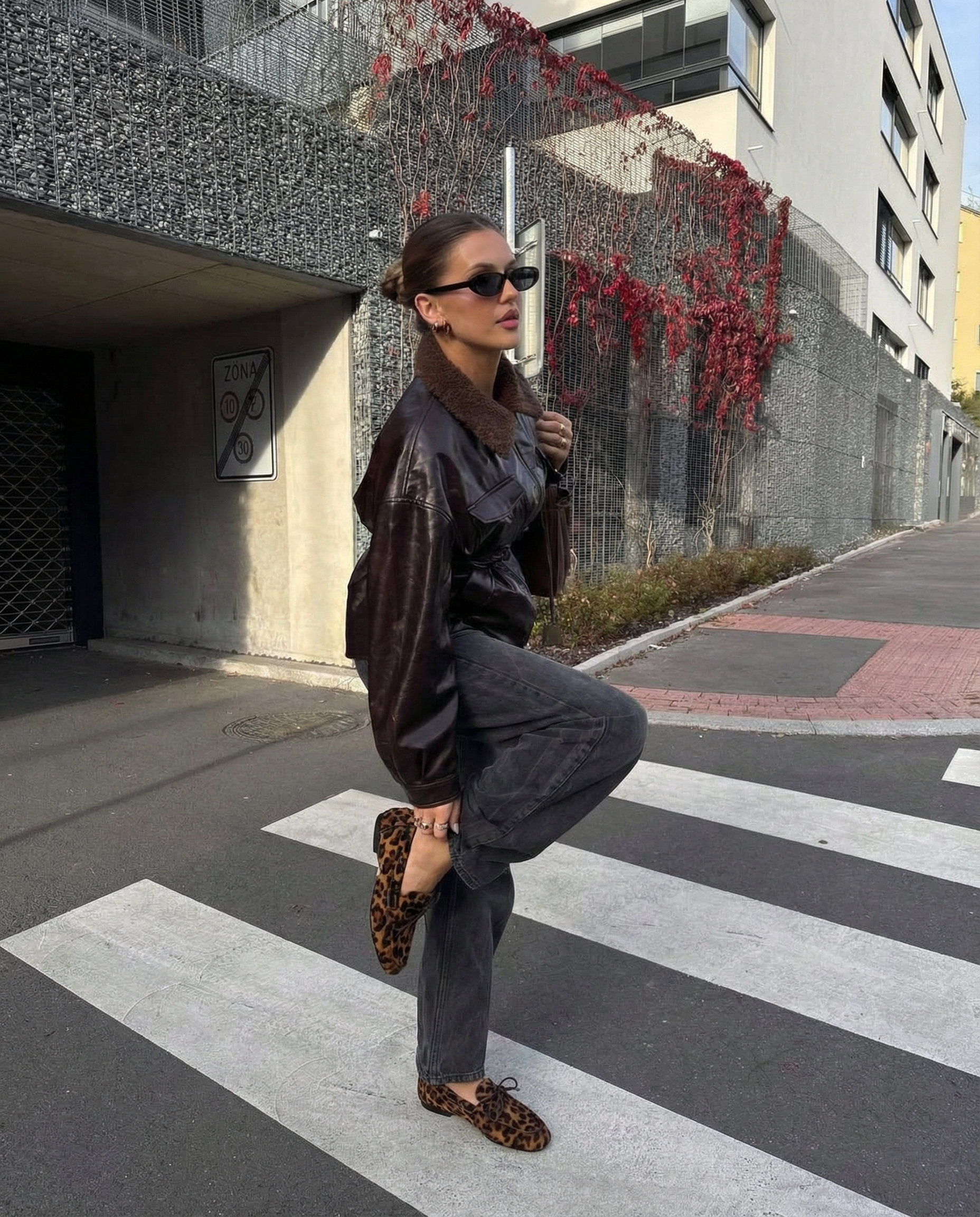 ANIMAL PRINT LEATHER BOAT SHOES - BLOSSOM