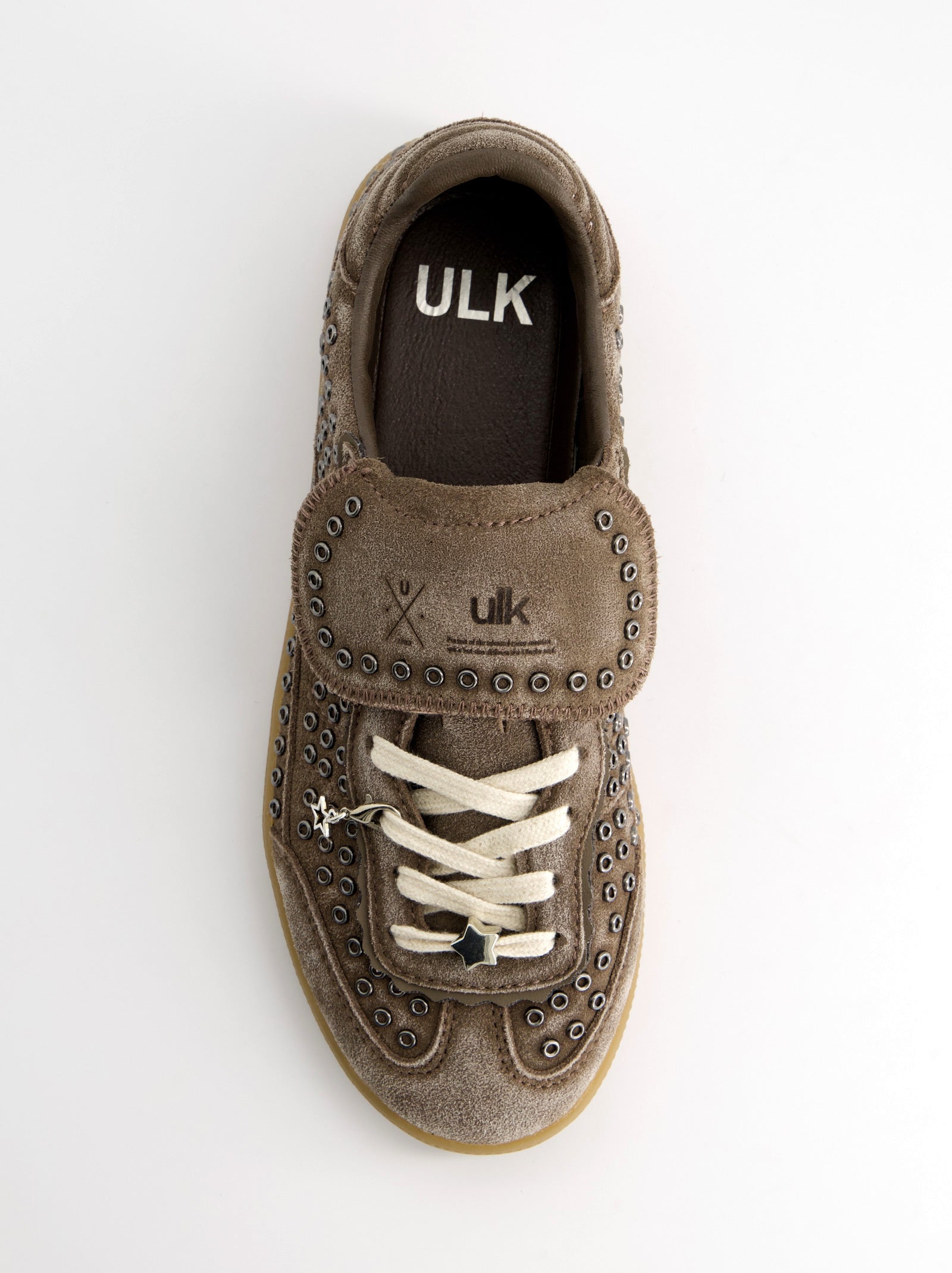 WASHED BROWN STUDDED SNEAKERS - CHILE